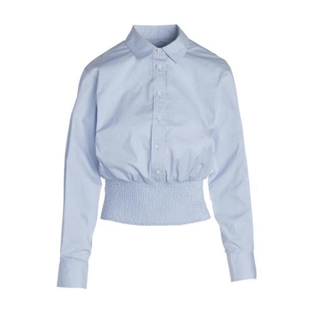 $175 New Thakoon Poplin Smocked Waist Button Down - Baby Blue - Sz 2